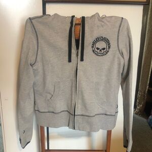 Harley jacket / hoody with large skull embroidered is adult small kids large